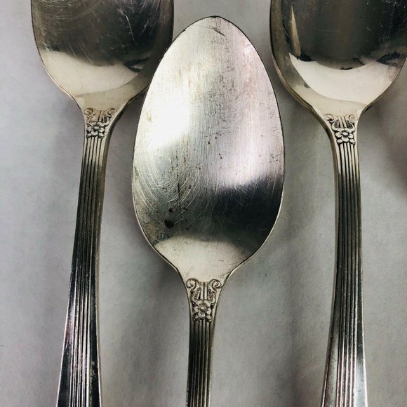 5 Teaspoons Wm A Rogers Oneida Sectional Lido Pattern Spoon Silverplate VTG Lot - Picture 7 of 11